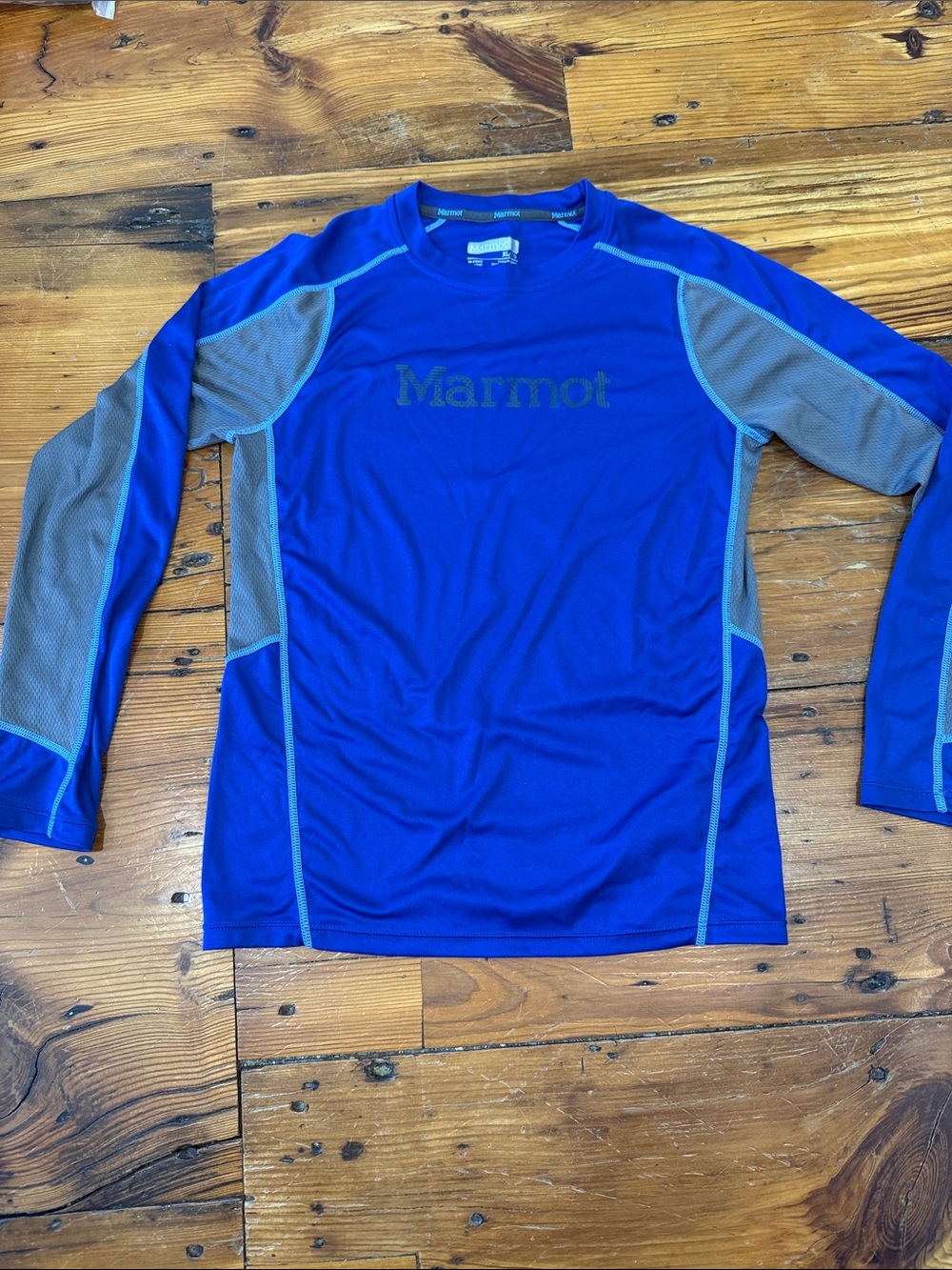 Marmot Blue Long Sleeve Athletic Top Underlayer Base Shirt XL 14–16